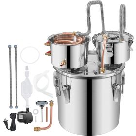 Moonshine Still Stainless Steel Water Alcohol Distiller Copper Tube With Circulating Pump Home Brewing Kit Build-in Thermometer for DIY Whisky Wi