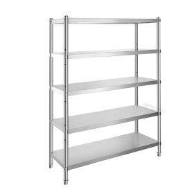 Stainless Steel Shelves 48x18.5 Inch 5 Tier Adjustable Shelf Storage Unit Stainless Steel Rack Shelving Heavy Duty Shelving for Kitchen Commercia