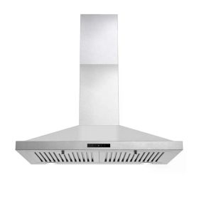 Range Hood 30 Inch, Vent Hoods 30 Inch Stainless Steel, 450 CFM Ductless/Ducted Convertible Kitchen Hood With LED Light Baffle Filters, 3 Speed E (Option: Silver)