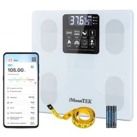 Smart Digital Scale For Body Weight High Accuracy BMI Weight Scale Full Body Composition Analysis Sync With APP 4mm Tempered Glass 397LBS Capacit (Option: White)