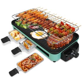 1Pc 2000W Electric Indoor Grill For Food Preparation Family Gathering 2 In 1 Electric BBQ Gill With Grill Net Removable Plate 5 Temperature Contr (Option: 2000W)