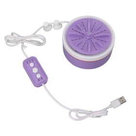 Mini Turbo Washing Machine Timed Adjustable Multifunction USB Powered Portable Mini Turbo Washer For Small Clothes Fruit Dish Washing Purple (Option: Default)
